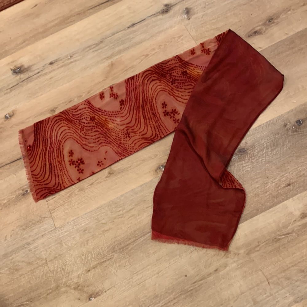 Hand Painted Silk & Velvet Scarf - Picture 8 of 9